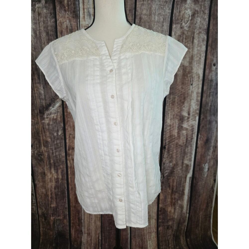 Feminine Orvis Lace Cap Sleeves Blouse Size Medium